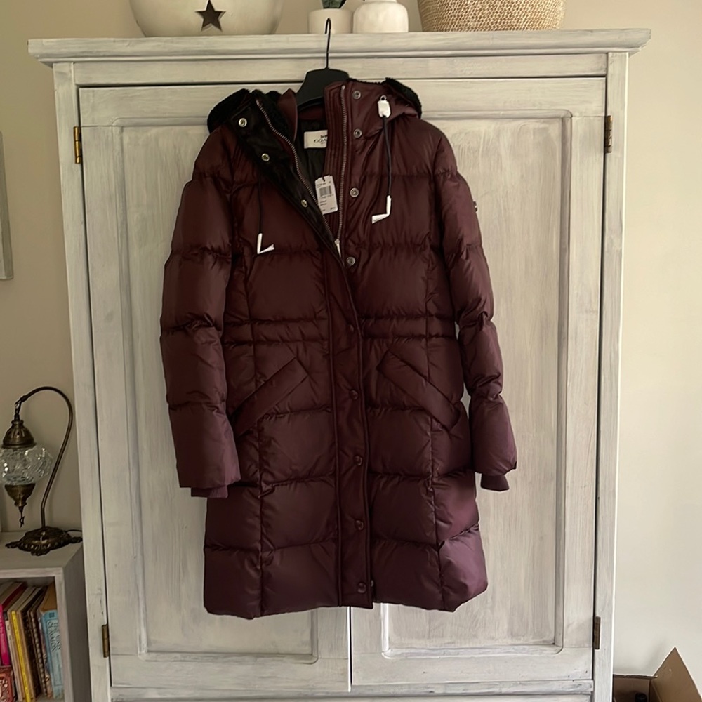 XS long Coach designer winter coat NWT never worn